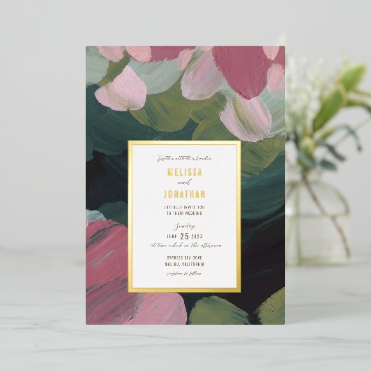 ラヴ絵を描結婚式招待状 箔招待状 (立ち正面)