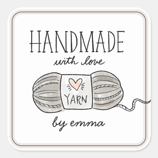 ラヴ編み物糸で手作り スクエアシール (正面)