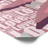 ラヴ自然様式化ピンクファーン離れズ ポスター (角)