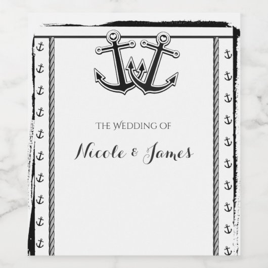 ラヴ航海のいかりエレガントビーチ結婚式ワイン ワインラベル (シングルラベル)