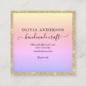 ラヴ金ゴールドグリッターピンクロゴqrコード付き手作り スクエア名刺 (裏面)