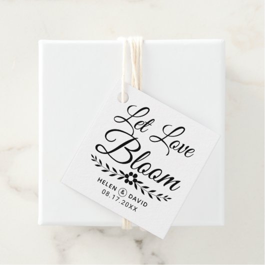 ラヴ開花ブラックタイポグラフィ結婚フラワー フェイバータグ (インサイチュ)