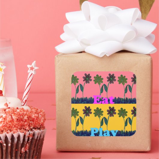 ラヴ食べアトプリント スクエアシール (パーティー)