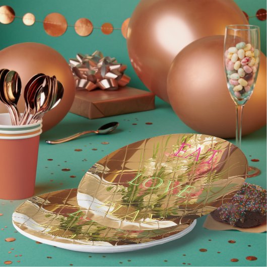 ラヴ食べィースの花の紙プレート ペーパープレート (複数)