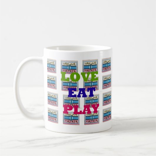 ラヴ食べ遊ハクナマタアートプリント コーヒーマグカップ (左)