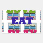 ラヴ食べ遊ハクナマタアートプリント 長方形シール (正面)