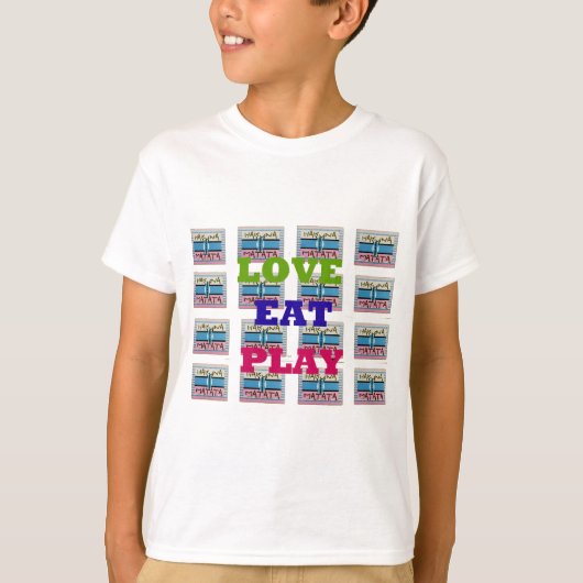 ラヴ食べ遊ハクナマタアートプリント Tシャツ (正面)