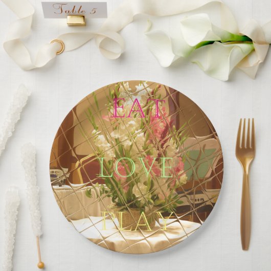 ラヴ食べ遊パーティーテーマ ペーパープレート (ウェディング)