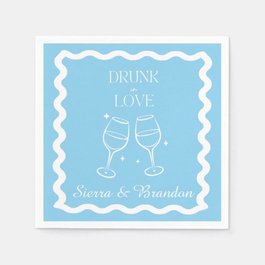 ラヴ飲ィズパーソナライズされたの結婚青いナプキン スタンダードカクテルナプキン (正面)