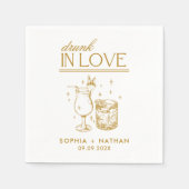 ラヴ飲ィーパーソナライズされたワイングラス結婚ズ スタンダードカクテルナプキン (正面)