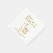 ラヴ飲ィーパーソナライズされたワイングラス結婚ズ スタンダードカクテルナプキン (角)