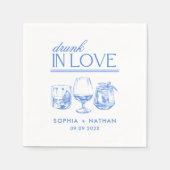 ラヴ飲ィーパーソナライズされたワイングラス結婚ズ スタンダードカクテルナプキン (正面)