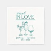 ラヴ飲ィーパーソナライズされたワイングラス結婚ズ スタンダードカクテルナプキン (正面)