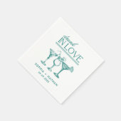 ラヴ飲ィーパーソナライズされたワイングラス結婚ズ スタンダードカクテルナプキン (角)