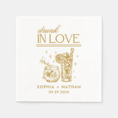 ラヴ飲ィーパーソナライズされたワイングラス結婚ズ スタンダードカクテルナプキン (正面)