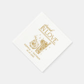 ラヴ飲ィーパーソナライズされたワイングラス結婚ズ スタンダードカクテルナプキン (角)