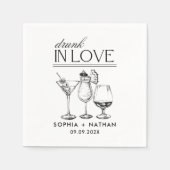 ラヴ飲ィーパーソナライズされたワイングラス結婚ズ スタンダードカクテルナプキン (正面)