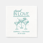 ラヴ飲ィーパーソナライズされたワイングラス結婚ズ スタンダードカクテルナプキン (正面)