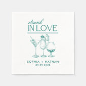 ラヴ飲ィーパーソナライズされたワイングラス結婚ズ スタンダードカクテルナプキン (正面)