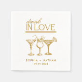 ラヴ飲ィーパーソナライズされたワイングラス結婚ズ スタンダードカクテルナプキン (正面)
