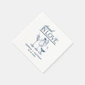 ラヴ飲ィーパーソナライズされたワイングラス結婚ズ スタンダードカクテルナプキン (角)