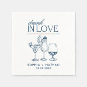 ラヴ飲ィーパーソナライズされたワイングラス結婚ズ スタンダードカクテルナプキン (正面)