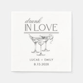 ラヴ飲ィーパーソナライズされたワイングラス結婚ズ スタンダードカクテルナプキン (正面)