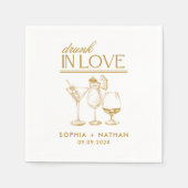 ラヴ飲ィーパーソナライズされたワイングラス結婚ズ スタンダードカクテルナプキン (正面)