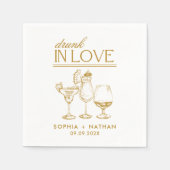 ラヴ飲ィーパーソナライズされたワイングラス結婚ズ スタンダードカクテルナプキン (正面)