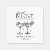 ラヴ飲ィーパーソナライズされたワイングラス結婚ズ スタンダードカクテルナプキン (正面)