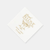 ラヴ飲ィーパーソナライズされたワイングラス結婚ズ スタンダードカクテルナプキン (角)