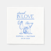 ラヴ飲ィーパーソナライズされたワイングラス結婚ズ スタンダードカクテルナプキン (正面)