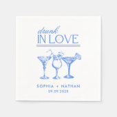 ラヴ飲ィーパーソナライズされたワイングラス結婚ズ スタンダードカクテルナプキン (正面)