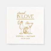 ラヴ飲ィーパーソナライズされたワイングラス結婚ズ スタンダードカクテルナプキン (正面)