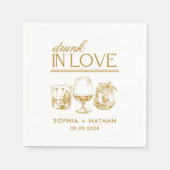 ラヴ飲ィーパーソナライズされたワイングラス結婚ズ スタンダードカクテルナプキン (正面)