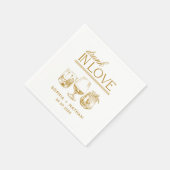 ラヴ飲ィーパーソナライズされたワイングラス結婚ズ スタンダードカクテルナプキン (角)