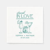 ラヴ飲ィーパーソナライズされたワイングラス結婚ズ スタンダードカクテルナプキン (正面)