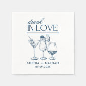 ラヴ飲ィーパーソナライズされたワイングラス結婚ズ スタンダードカクテルナプキン (正面)