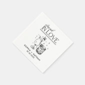 ラヴ飲ィーパーソナライズされたワイングラス結婚ズ スタンダードカクテルナプキン (角)