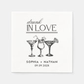 ラヴ飲ィーパーソナライズされたワイングラス結婚ズ スタンダードカクテルナプキン (正面)