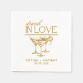 ラヴ飲ィーパーソナライズされたワイングラス結婚ズ スタンダードカクテルナプキン (正面)