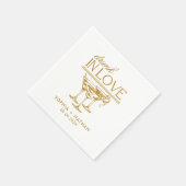 ラヴ飲ィーパーソナライズされたワイングラス結婚ズ スタンダードカクテルナプキン (角)