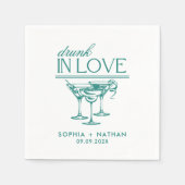 ラヴ飲ィーパーソナライズされたワイングラス結婚ズ スタンダードカクテルナプキン (正面)