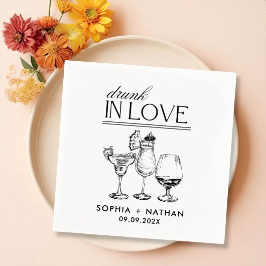 ラヴ飲ィーパーソナライズされたワイングラス結婚ズ スタンダードカクテルナプキン