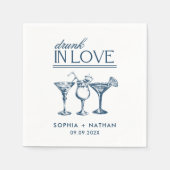 ラヴ飲ィーパーソナライズされたワイングラス結婚ズ スタンダードカクテルナプキン (正面)