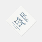 ラヴ飲ィーパーソナライズされたワイングラス結婚ズ スタンダードカクテルナプキン (角)