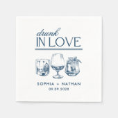 ラヴ飲ィーパーソナライズされたワイングラス結婚ズ スタンダードカクテルナプキン (正面)