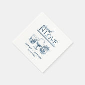 ラヴ飲ィーパーソナライズされたワイングラス結婚ズ スタンダードカクテルナプキン (角)