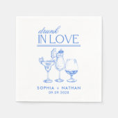 ラヴ飲ィーパーソナライズされたワイングラス結婚ズ スタンダードカクテルナプキン (正面)