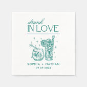 ラヴ飲ィーパーソナライズされたワイングラス結婚ズ スタンダードカクテルナプキン (正面)